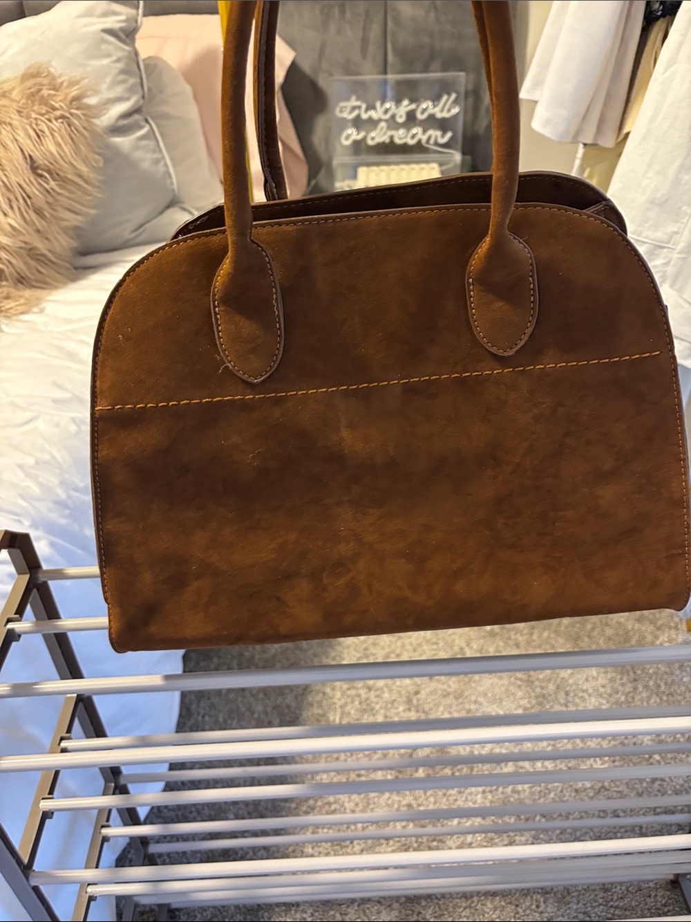 Commense Brown Suede Satchel